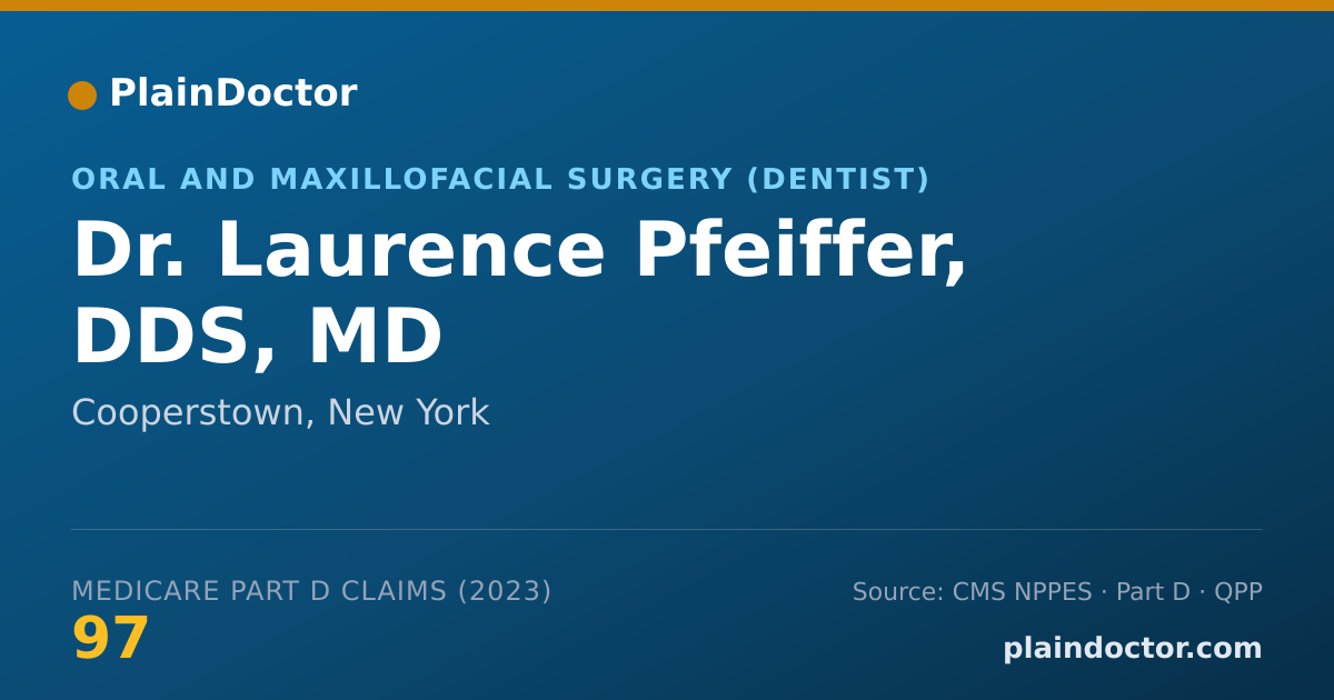 Shareable card for Laurence Pfeiffer, DDS, MD - Oral and Maxillofacial Surgery (Dentist), Cooperstown, NY