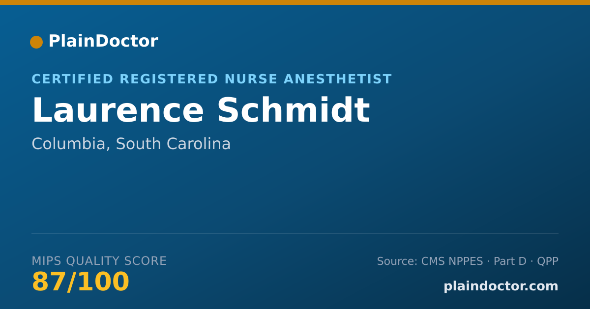 Shareable card for Laurence Schmidt - Certified Registered Nurse Anesthetist, Columbia, SC