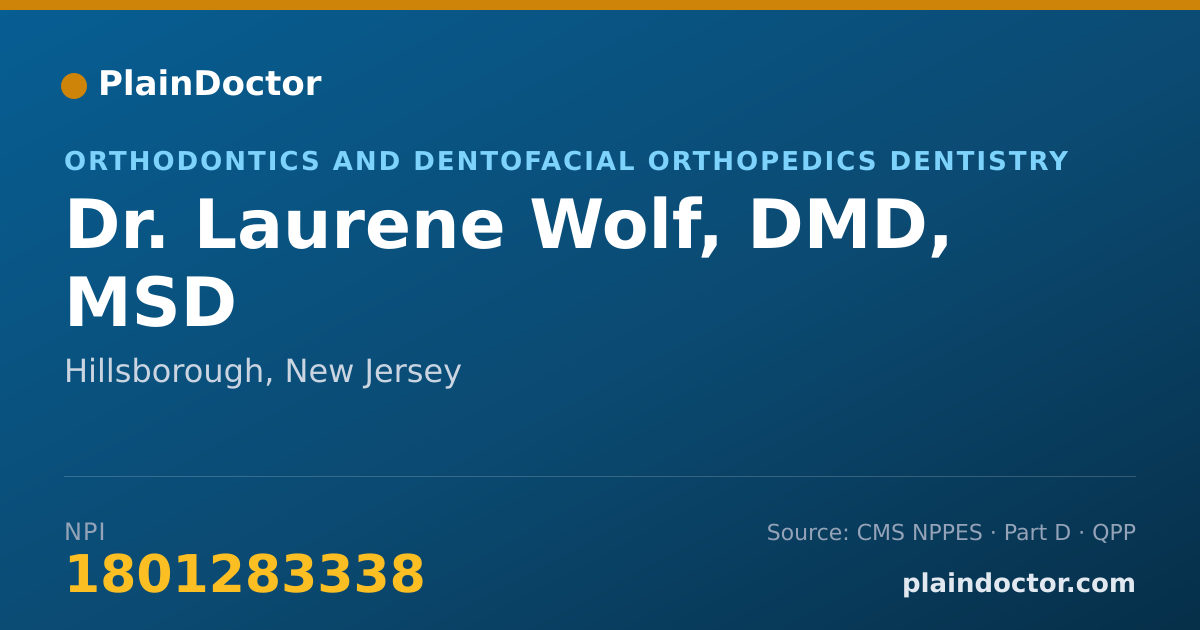 Shareable card for Laurene Wolf, DMD, MSD - Orthodontics and Dentofacial Orthopedics Dentistry, Hillsborough, NJ