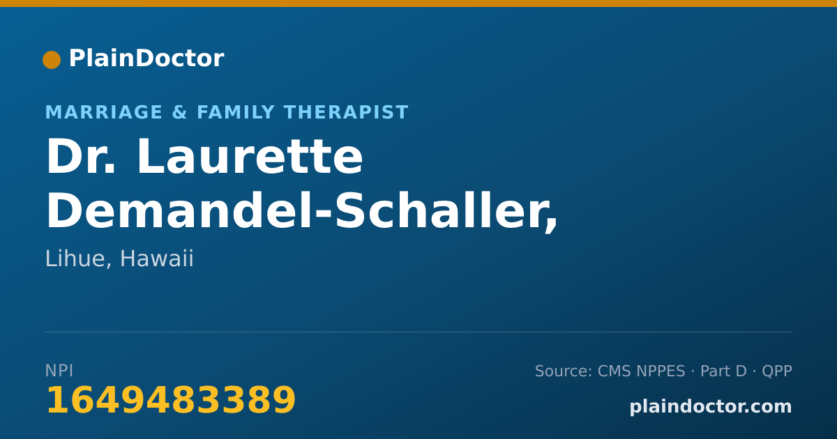 Shareable card for Laurette Demandel-Schaller, M.F.T., SAP,  PH.D. - Marriage & Family Therapist, Lihue, HI