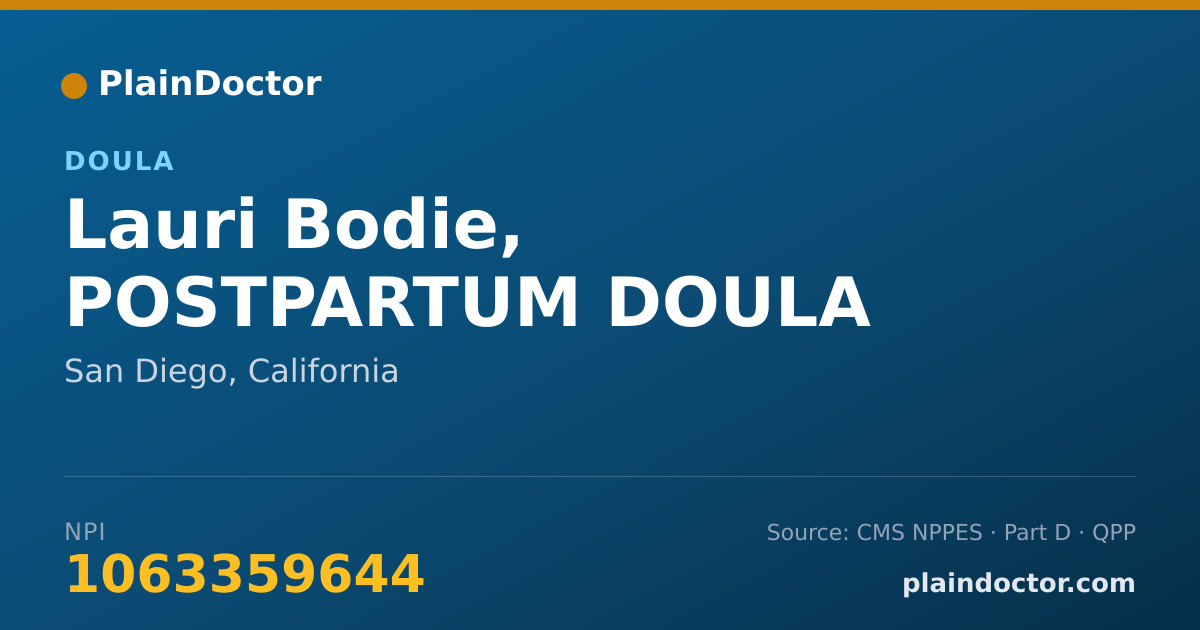 Shareable card for Lauri Bodie, POSTPARTUM DOULA - Doula, San Diego, CA