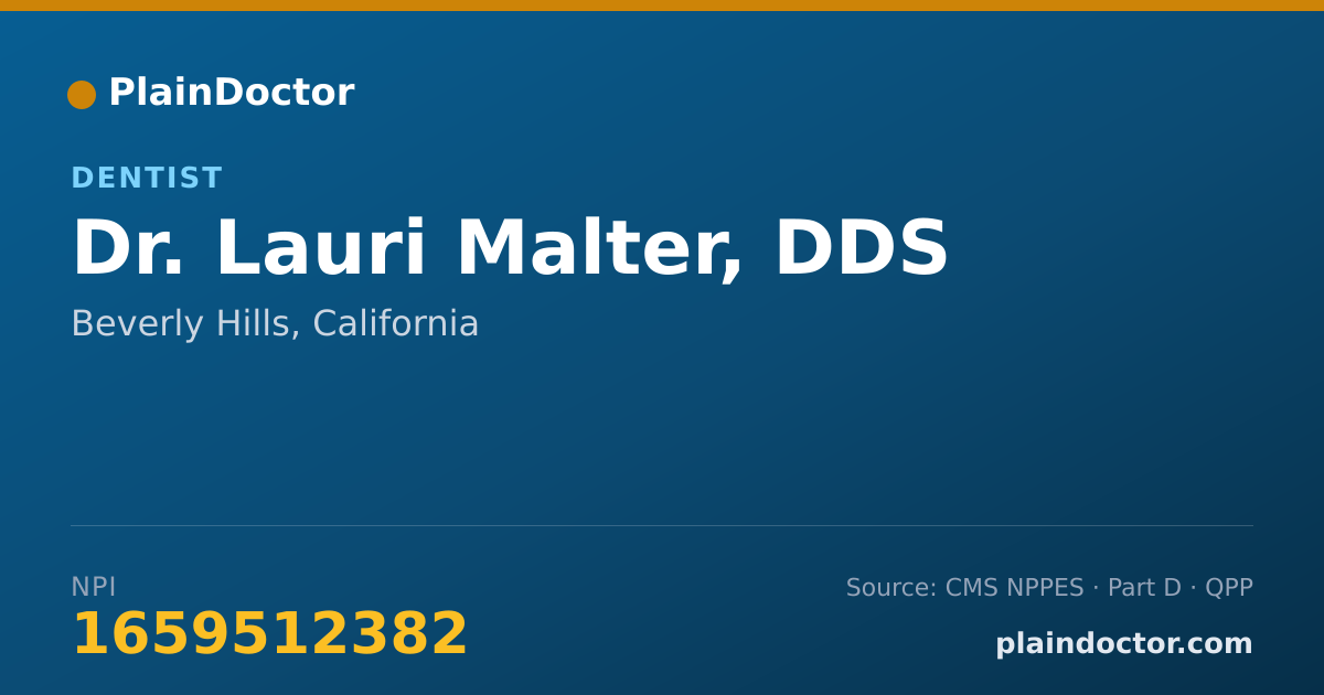 Shareable card for Lauri Malter, DDS - Dentist, Beverly Hills, CA
