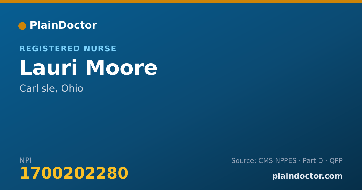 Shareable card for Lauri Moore - Registered Nurse, Carlisle, OH