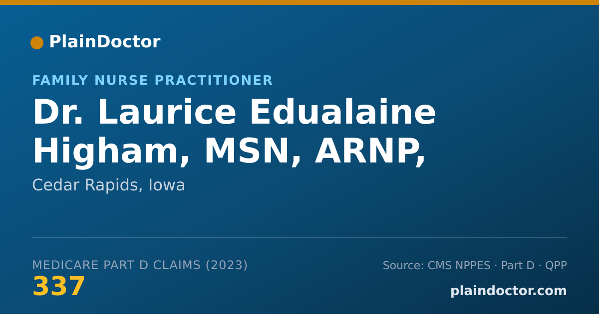 Shareable card for Laurice Edualaine Higham, MSN, ARNP, FNP-C - Family Nurse Practitioner, Cedar Rapids, IA