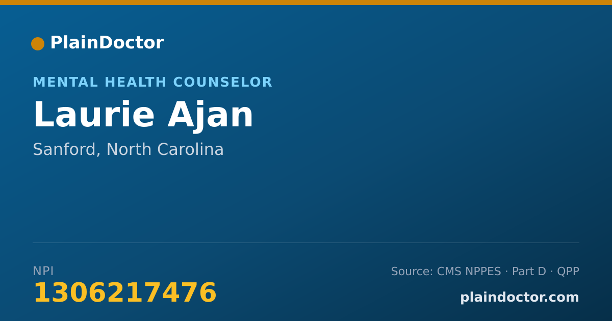 Shareable card for Laurie Ajan - Mental Health Counselor, Sanford, NC