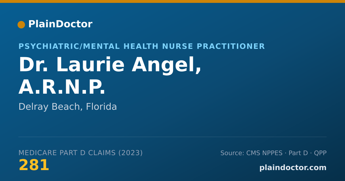 Shareable card for Laurie Angel, A.R.N.P. - Psychiatric/Mental Health Nurse Practitioner, Delray Beach, FL