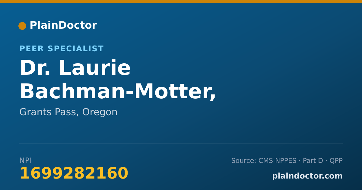 Shareable card for Laurie Bachman-Motter, CADC-R, CRM - Peer Specialist, Grants Pass, OR