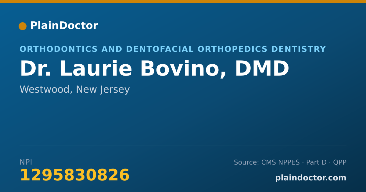 Shareable card for Laurie Bovino, DMD - Orthodontics and Dentofacial Orthopedics Dentistry, Westwood, NJ