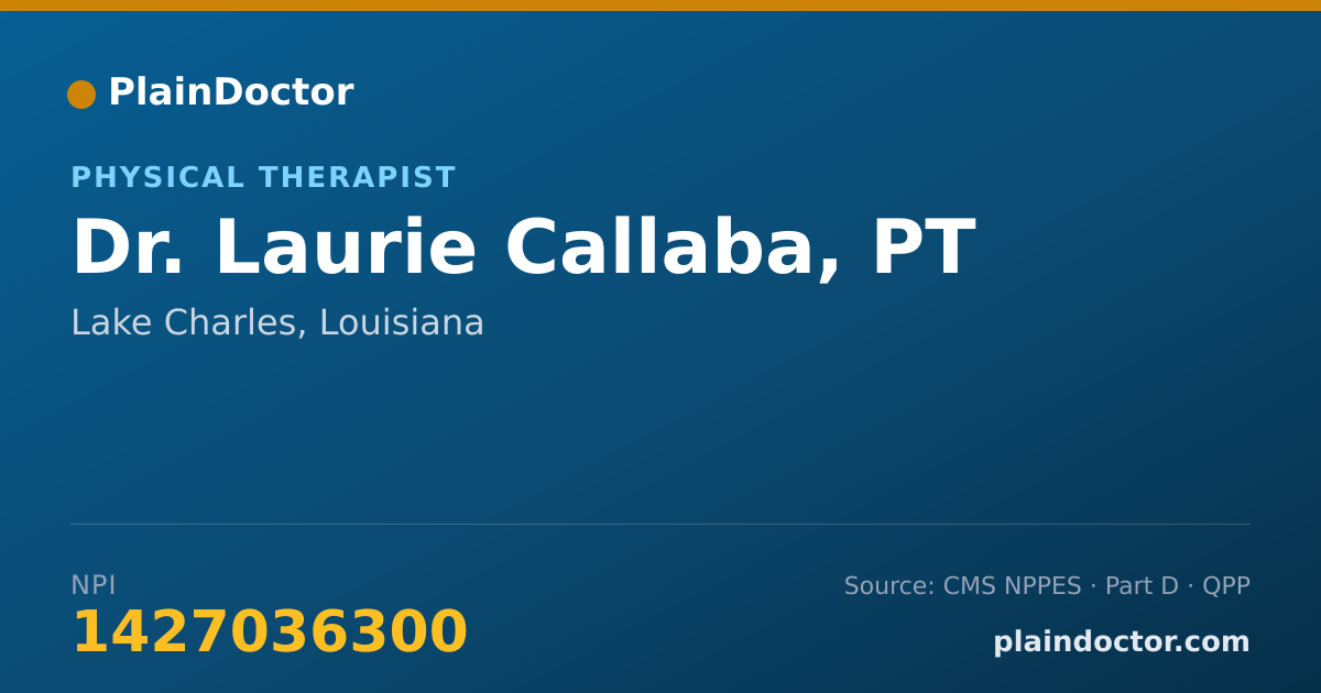 Shareable card for Laurie Callaba, PT - Physical Therapist, Lake Charles, LA