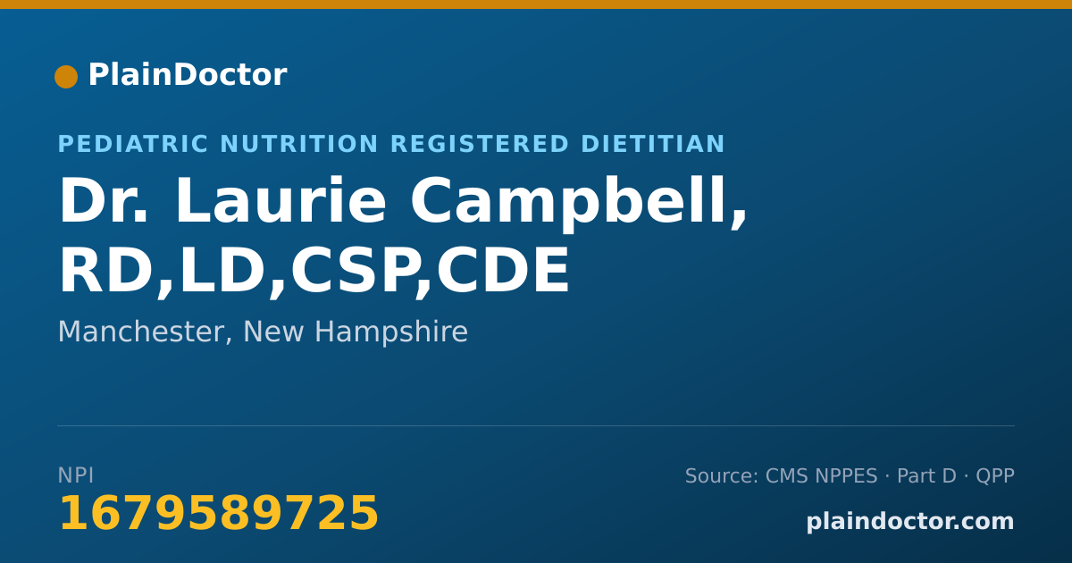 Shareable card for Laurie Campbell, RD,LD,CSP,CDE - Pediatric Nutrition Registered Dietitian, Manchester, NH