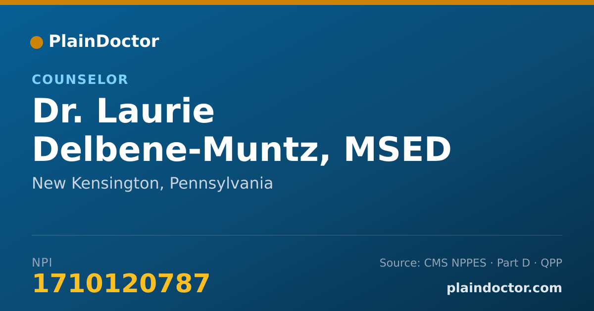 Shareable card for Laurie Delbene-Muntz, MSED - Counselor, New Kensington, PA