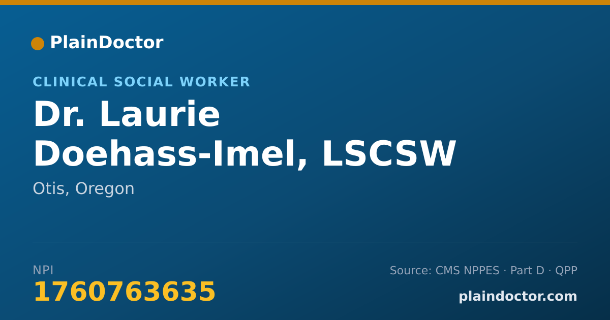 Shareable card for Laurie Doehass-Imel, LSCSW - Clinical Social Worker, Otis, OR