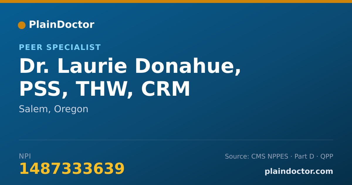 Shareable card for Laurie Donahue, PSS, THW, CRM - Peer Specialist, Salem, OR