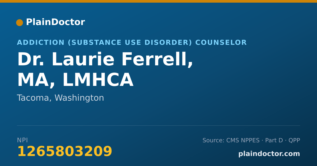 Shareable card for Laurie Ferrell, MA, LMHCA - Addiction (Substance Use Disorder) Counselor, Tacoma, WA