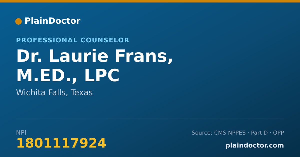 Shareable card for Laurie Frans, M.ED., LPC - Professional Counselor, Wichita Falls, TX