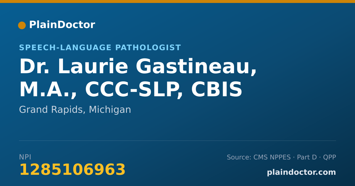 Shareable card for Laurie Gastineau, M.A., CCC-SLP, CBIS - Speech-Language Pathologist, Grand Rapids, MI