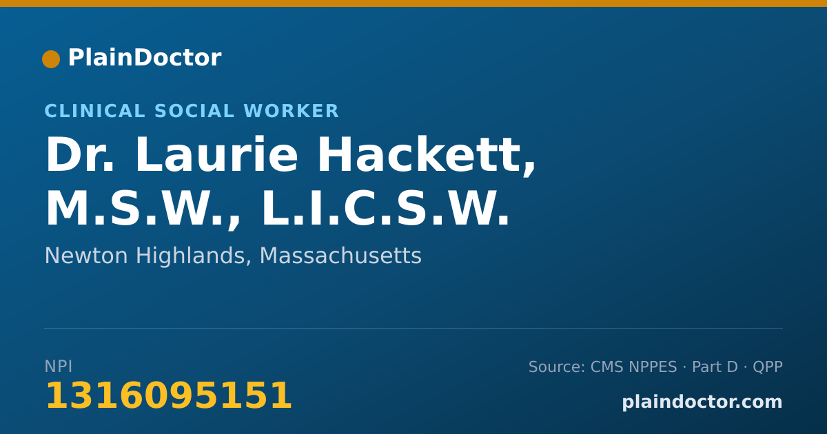 Shareable card for Laurie Hackett, M.S.W., L.I.C.S.W. - Clinical Social Worker, Newton Highlands, MA