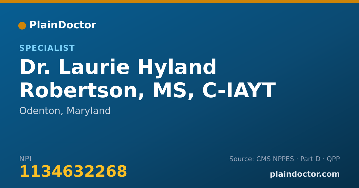 Shareable card for Laurie Hyland Robertson, MS, C-IAYT - Specialist, Odenton, MD