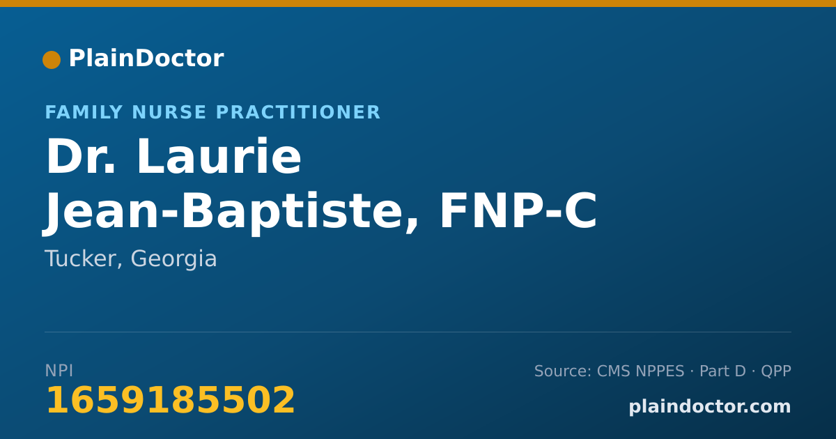 Shareable card for Laurie Jean-Baptiste, FNP-C - Family Nurse Practitioner, Tucker, GA