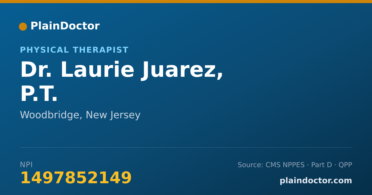 Shareable card for Laurie Juarez, P.T. - Physical Therapist, Woodbridge, NJ