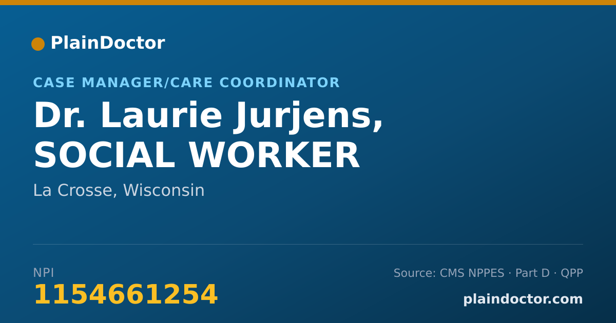 Shareable card for Laurie Jurjens, SOCIAL WORKER - Case Manager/Care Coordinator, La Crosse, WI