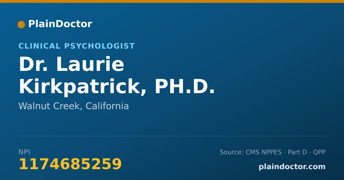 Shareable card for Laurie Kirkpatrick, PH.D. - Clinical Psychologist, Walnut Creek, CA