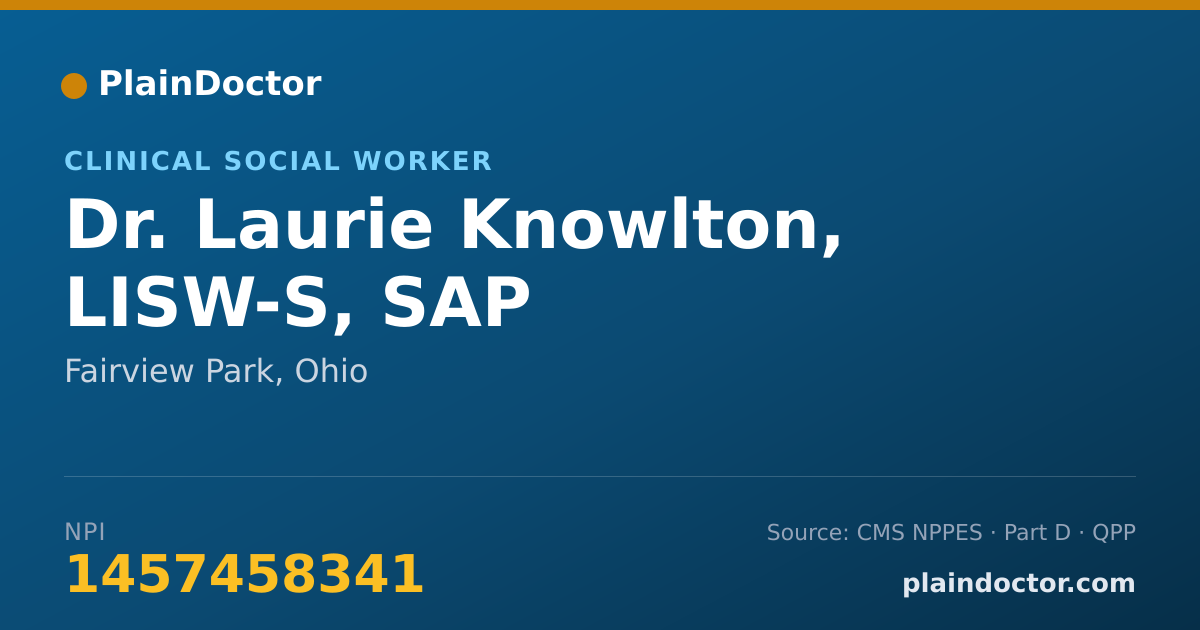 Shareable card for Laurie Knowlton, LISW-S, SAP - Clinical Social Worker, Fairview Park, OH