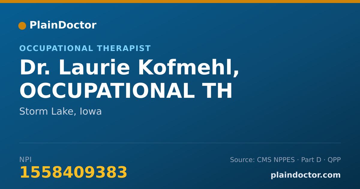 Shareable card for Laurie Kofmehl, OCCUPATIONAL TH - Occupational Therapist, Storm Lake, IA