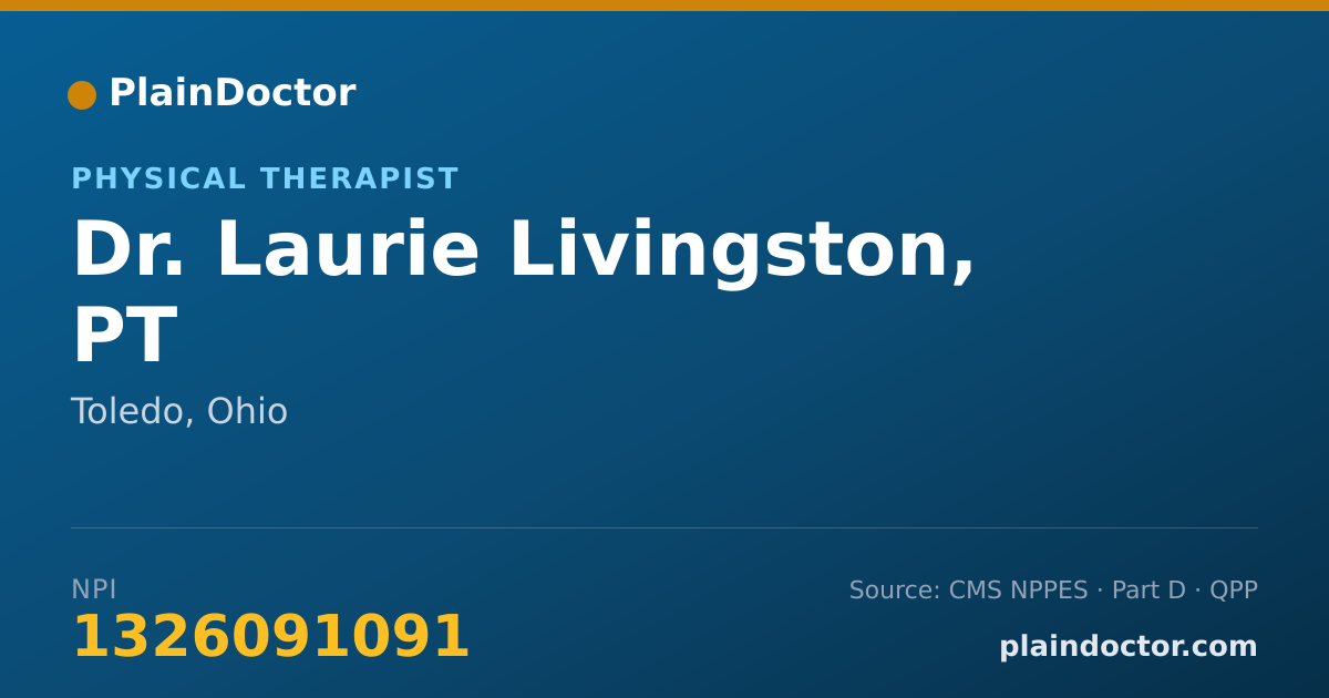 Shareable card for Laurie Livingston, PT - Physical Therapist, Toledo, OH