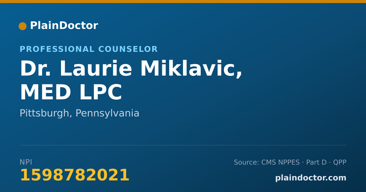 Shareable card for Laurie Miklavic, MED LPC - Professional Counselor, Pittsburgh, PA