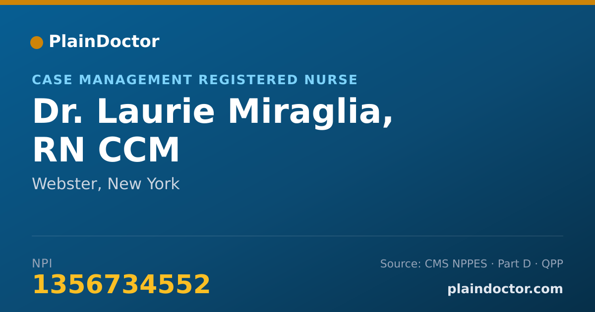 Shareable card for Laurie Miraglia, RN CCM - Case Management Registered Nurse, Webster, NY