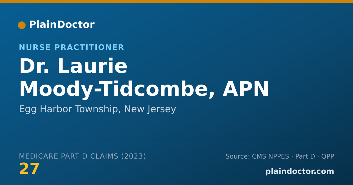 Shareable card for Laurie Moody-Tidcombe, APN - Nurse Practitioner, Egg Harbor Township, NJ