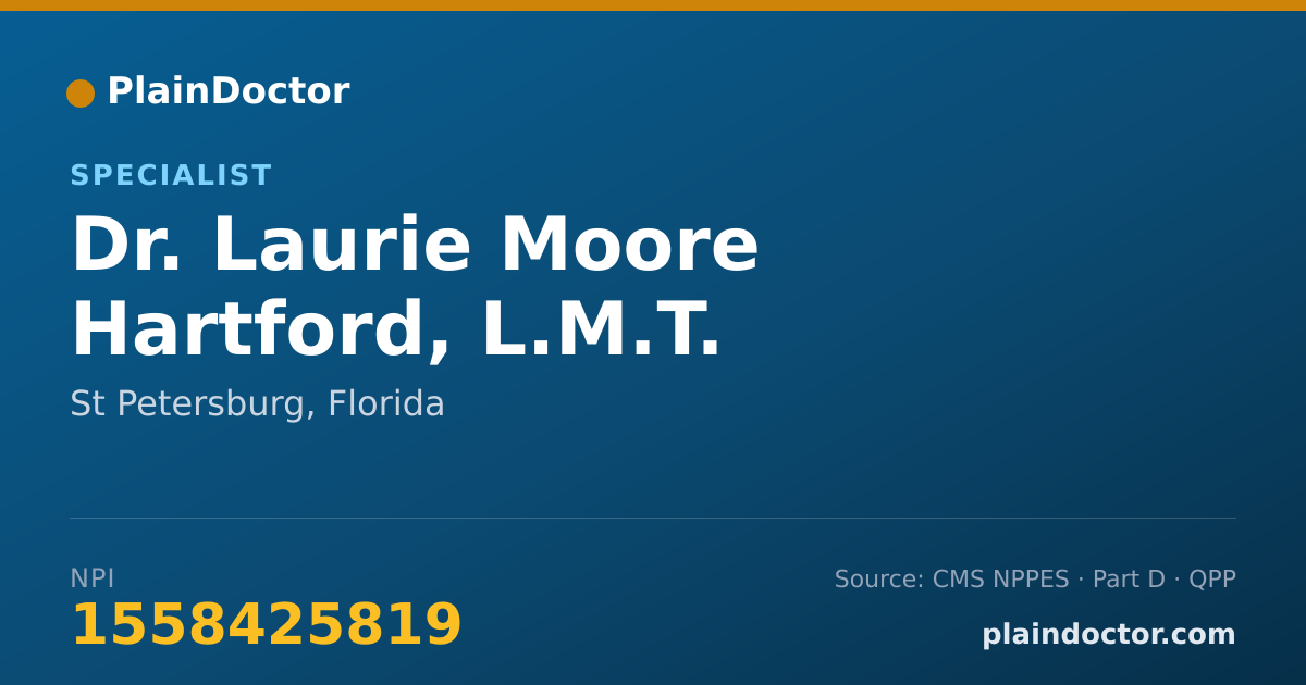 Shareable card for Laurie Moore Hartford, L.M.T. - Specialist, St Petersburg, FL