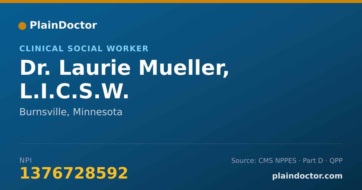 Shareable card for Laurie Mueller, L.I.C.S.W. - Clinical Social Worker, Burnsville, MN