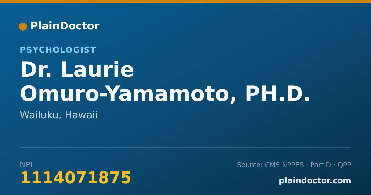 Shareable card for Laurie Omuro-Yamamoto, PH.D. - Psychologist, Wailuku, HI