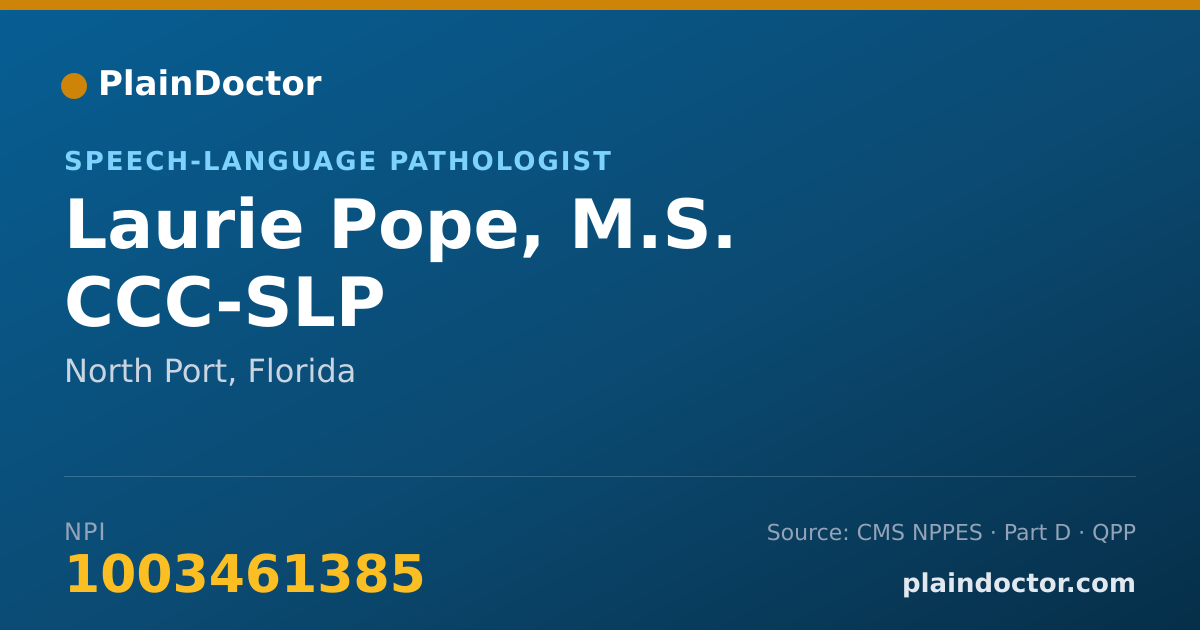 Shareable card for Laurie Pope, M.S. CCC-SLP - Speech-Language Pathologist, North Port, FL