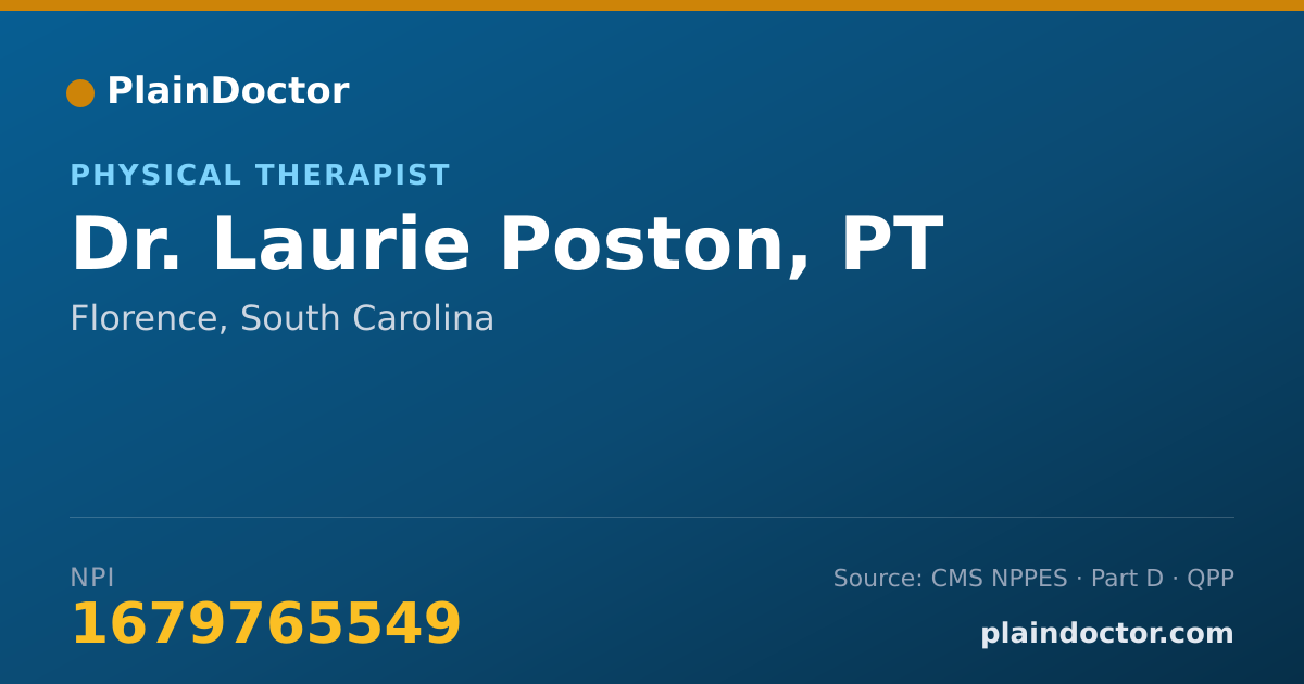 Shareable card for Laurie Poston, PT - Physical Therapist, Florence, SC