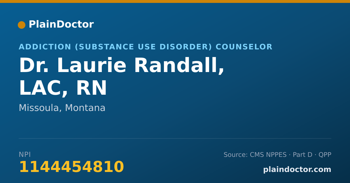 Shareable card for Laurie Randall, LAC, RN - Addiction (Substance Use Disorder) Counselor, Missoula, MT