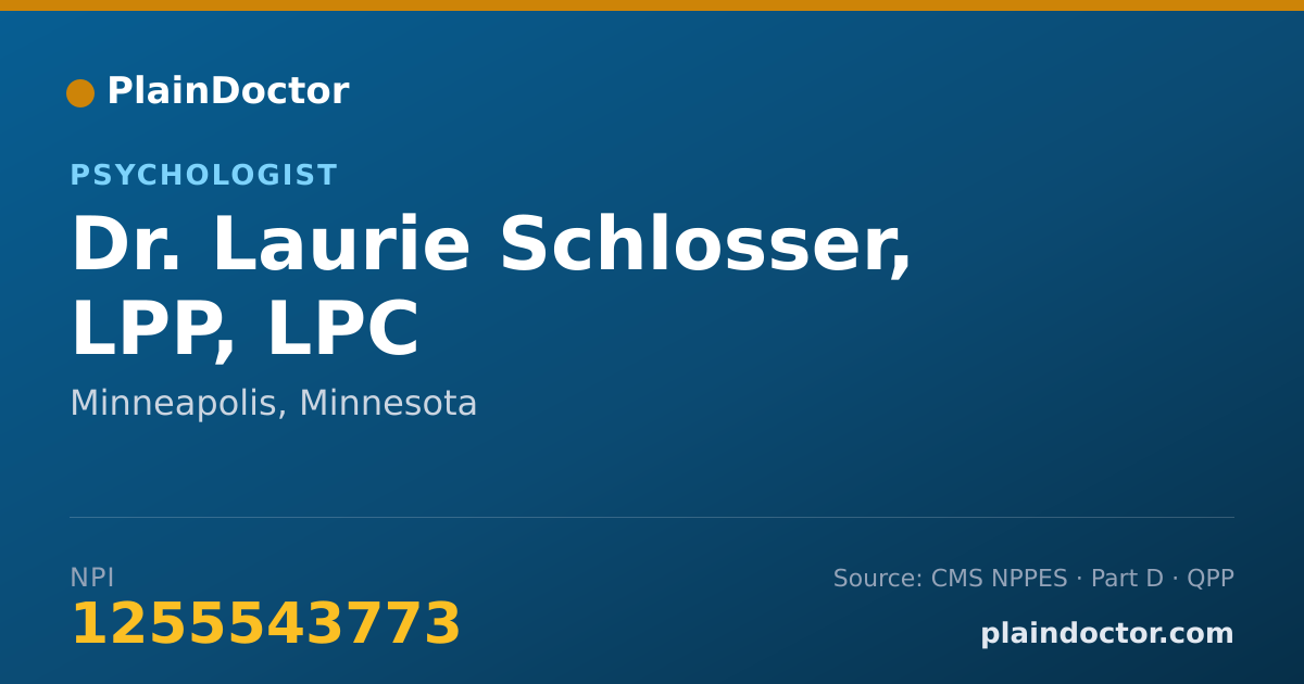 Shareable card for Laurie Schlosser, LPP, LPC - Psychologist, Minneapolis, MN