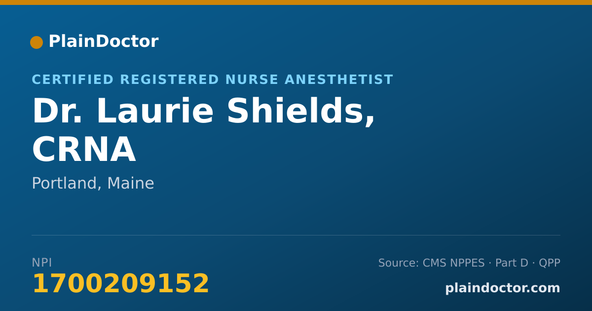 Shareable card for Laurie Shields, CRNA - Certified Registered Nurse Anesthetist, Portland, ME