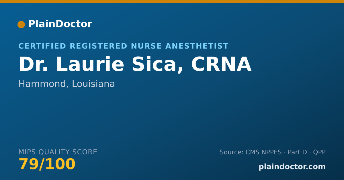 Shareable card for Laurie Sica, CRNA - Certified Registered Nurse Anesthetist, Hammond, LA