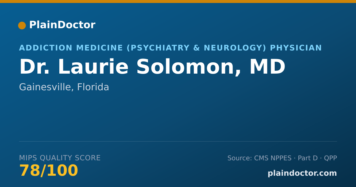 Shareable card for Laurie Solomon, MD - Addiction Medicine (Psychiatry & Neurology) Physician, Gainesville, FL
