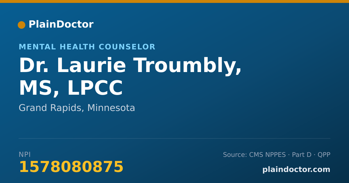 Shareable card for Laurie Troumbly, MS, LPCC - Mental Health Counselor, Grand Rapids, MN