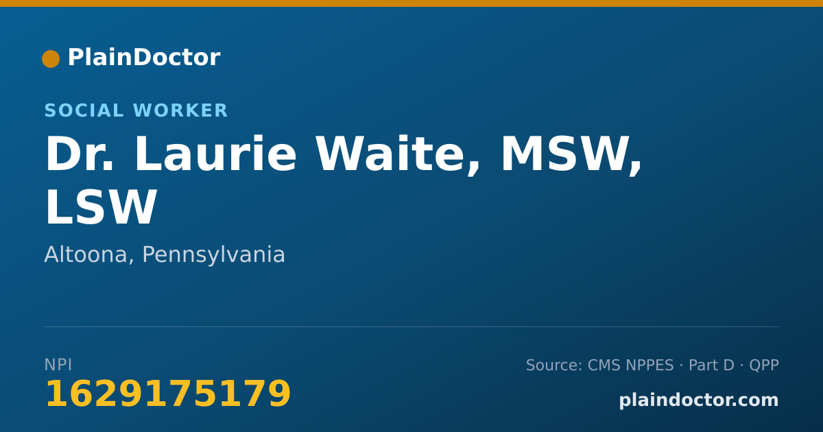 Shareable card for Laurie Waite, MSW, LSW - Social Worker, Altoona, PA