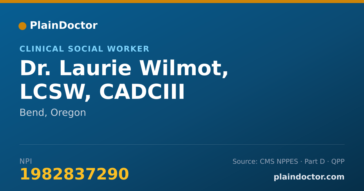 Shareable card for Laurie Wilmot, LCSW, CADCIII - Clinical Social Worker, Bend, OR