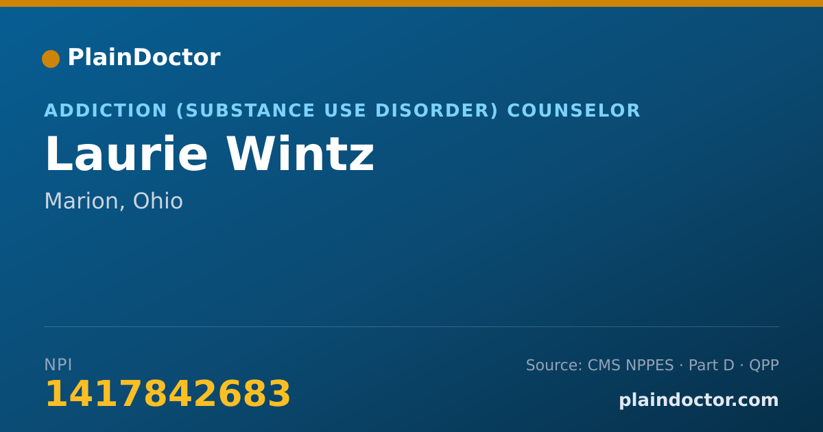 Shareable card for Laurie Wintz - Addiction (Substance Use Disorder) Counselor, Marion, OH