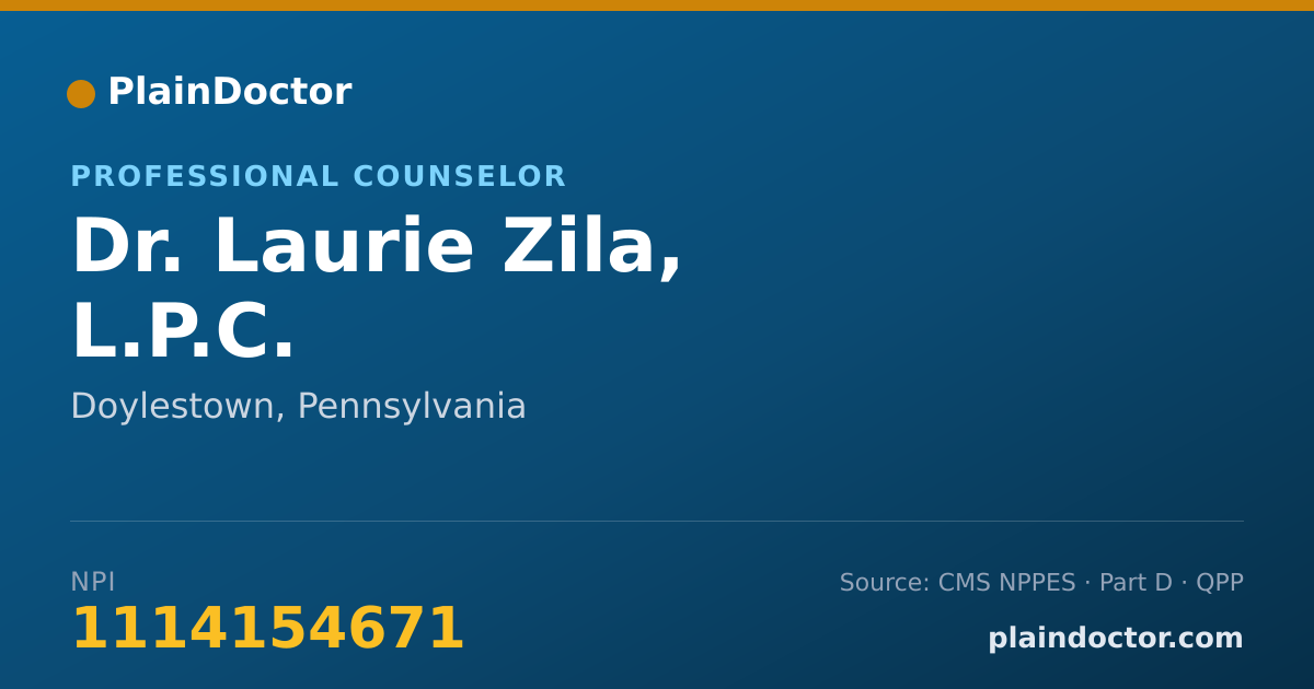 Shareable card for Laurie Zila, L.P.C. - Professional Counselor, Doylestown, PA