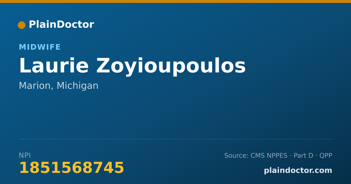 Shareable card for Laurie Zoyioupoulos - Midwife, Marion, MI