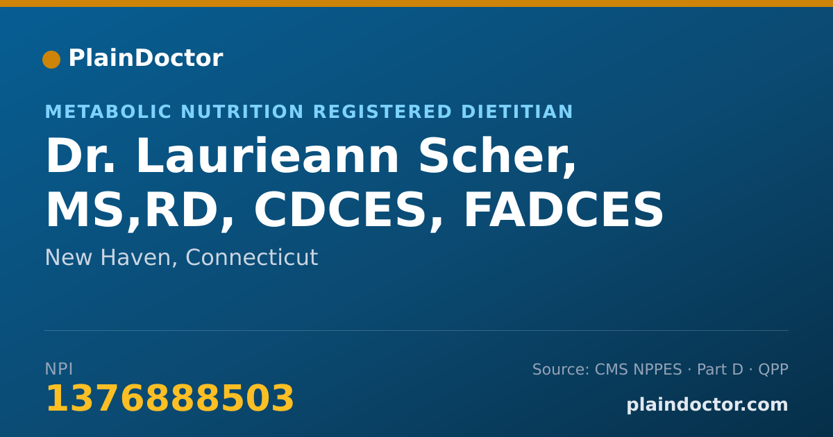 Shareable card for Laurieann Scher, MS,RD, CDCES, FADCES - Metabolic Nutrition Registered Dietitian, New Haven, CT