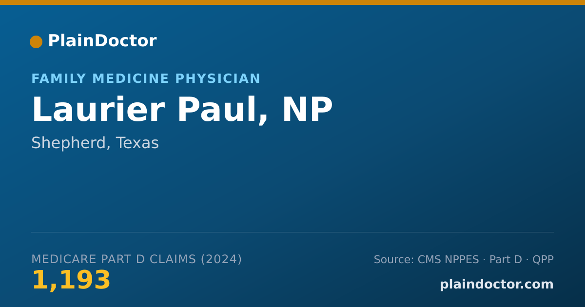 Shareable card for Laurier Paul, NP - Family Medicine Physician, Shepherd, TX